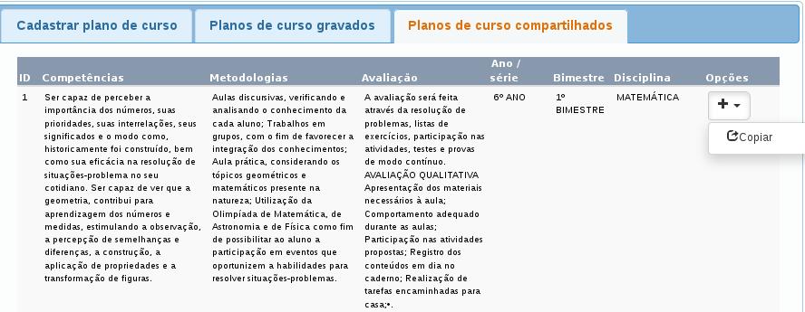 Símbolo que indica plano de curso compartilhado 3.