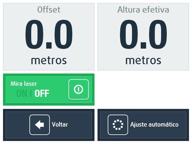 Configurações 7 - Configurando o altímetro laser b) d) c) Atenção: A configuração do altímetro laser deve ser realizada após a configuração do giroscópio.