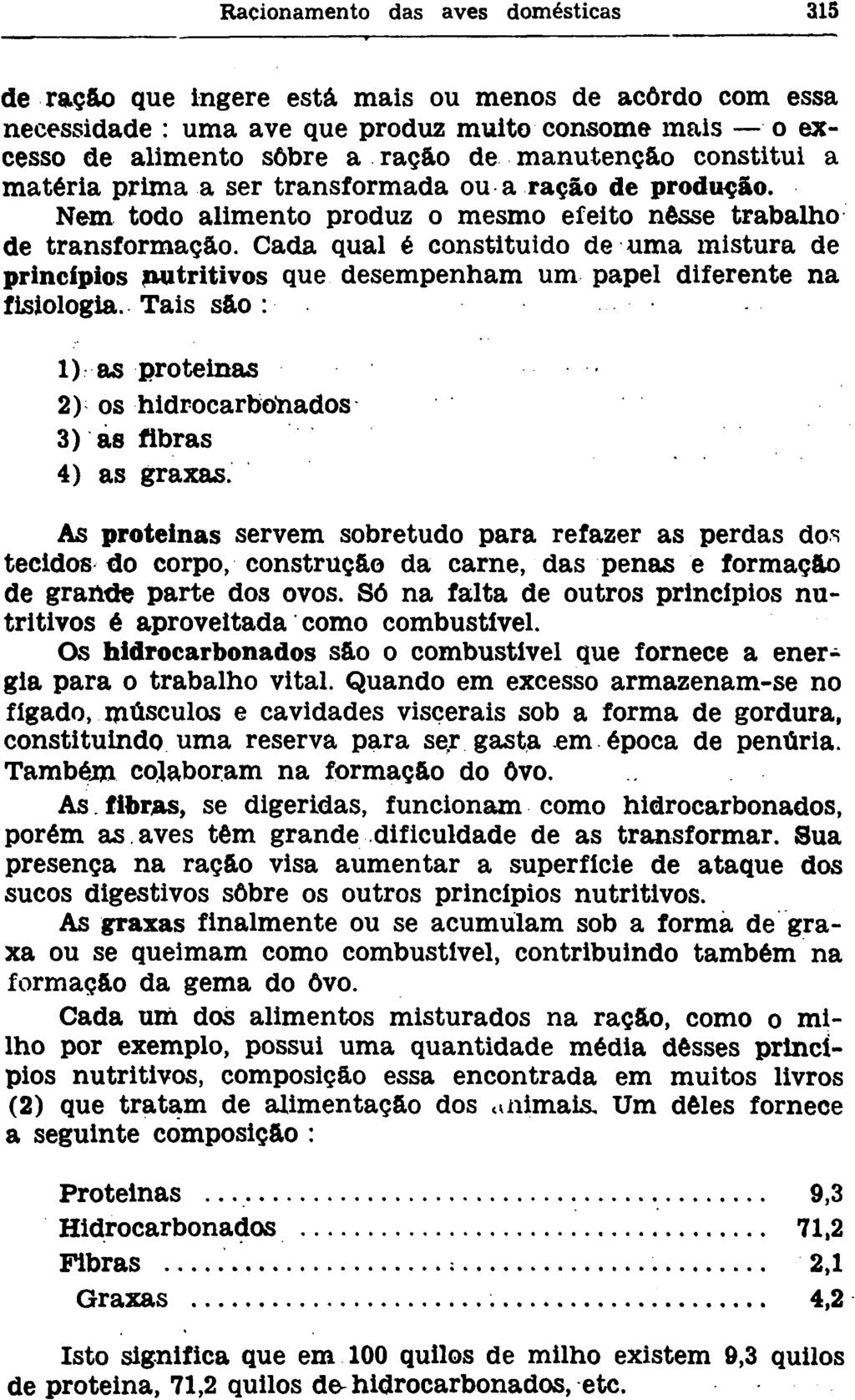 de ração que ingere está mais ou menos de acordo com essa necessidade : uma ave que produz muito consome mais o excesso de alimento sobre a raçáo de manutenção constitui a matéria prima a ser