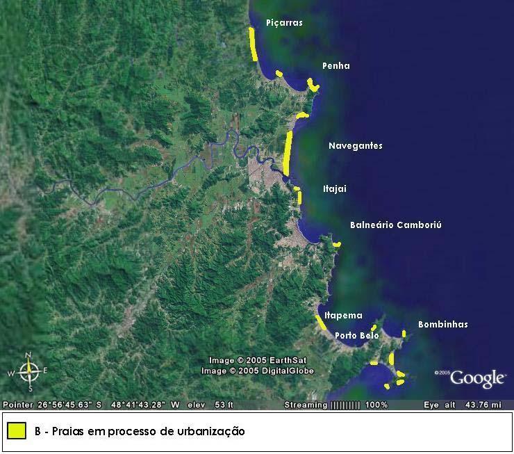 Figura 10: Localização das praias em processo de urbanização