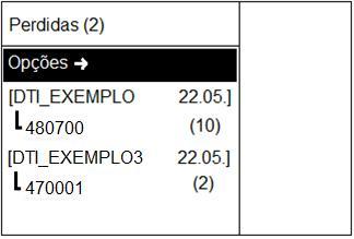 Opções: Apertando o botão, fica disponível a opção de apagar todas as chamadas registradas para o tipo em questão; Registro de chamada: É composto pelo nome de exibição do número telefônico (se