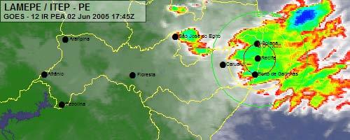 As figuras 3, 4, 5 e 6 mostram os valores aproximados das precipitações prognosticadas pelo BRAMS nas áreas em torno das estações de Olinda, Recife, Ipojuca e Barreiros, e os valores aproximados das