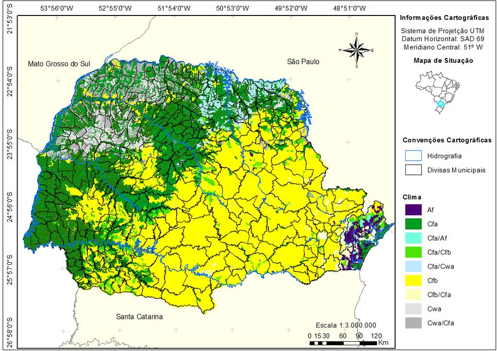 45 Figura 14 Mapa de classificação climática do Estado do Paraná. Fonte: Adaptado de ITCG (2008).