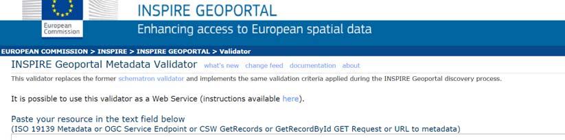 Qualidade dos metadados Validador do INSPIRE Acesso em http://inspire geoportal.ec.europa.