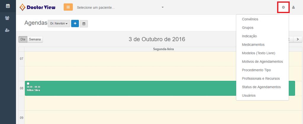 Cadastros Pelo Doctor View Web também é possível adicionar novos convênios, grupos, indicações, medicamentos (para serem adicionados nas receitas), modelos de texto (consultas, atestados, receitas,.