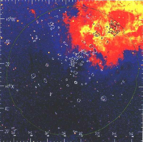 Nebulosa Rosette (região H II, estrelas tipo O, B) Sitios com estrelas recem