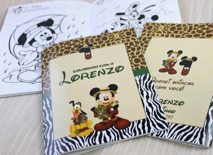 Livrinho de Colorir 14x20cm Tamanho 20x29cm (aberto) / 20x14,5cm (fechado) Capa e contracapa personalizadas com ou sem foto 12 páginas internas para