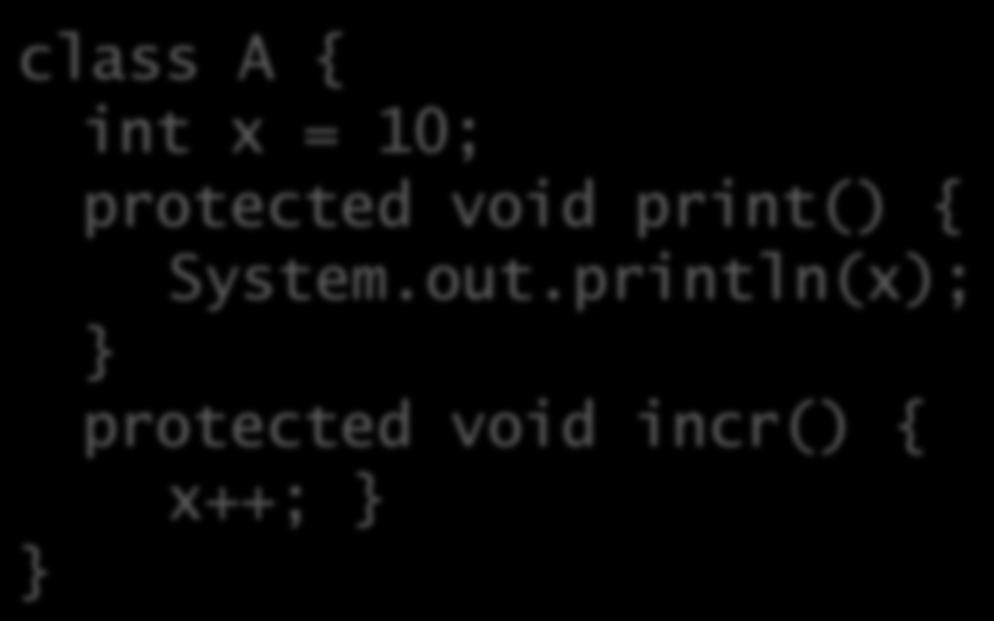 println(x); protected void incr() { x++;