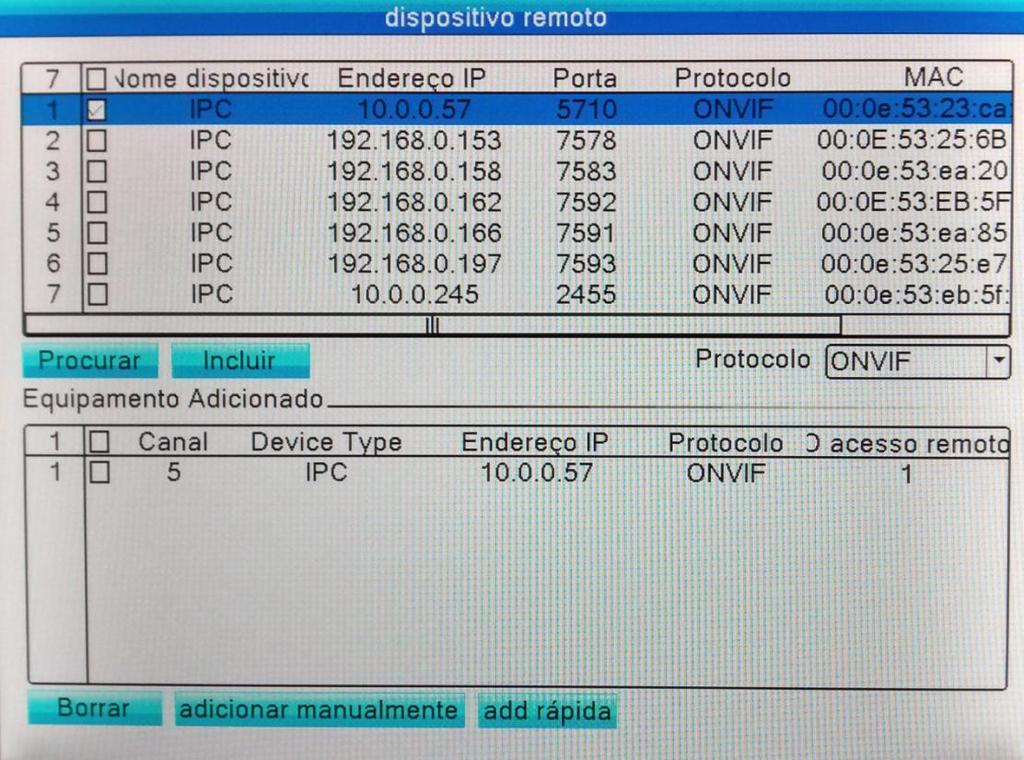 Assim que a câmera aparecer em equipamento adicionado, o usuário já