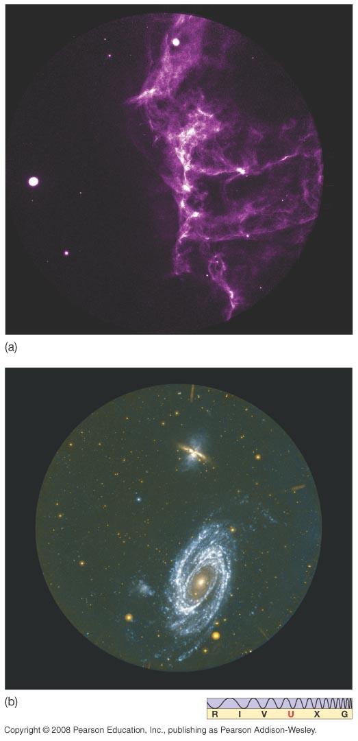 Astronomia UV Observações no UV devem ser feitas no espaço, pois a atmosfera da Terra absorve quase todos a radiação UV.