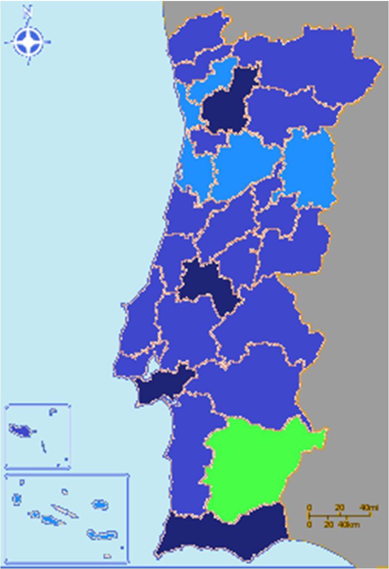 Na análise por zona geográfica NUT III, constatou-se que apenas a região do Baixo Alentejo apresentou, em 2013, um crescimento de Volume de Negócios, face a 2009.