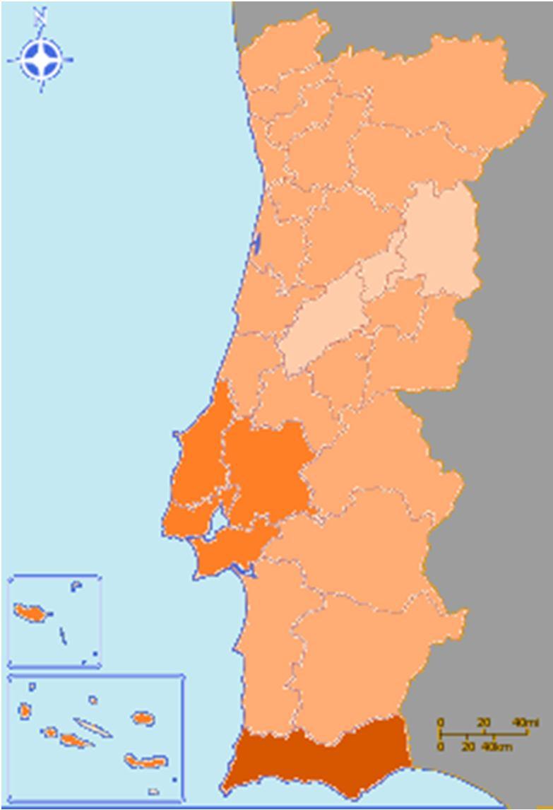 Na análise por zona geográfica NUT III, as menores taxas de permanência na atividade das empresas que em 2009 eram detentoras de alvará de construção verificaram-se nas regiões do Algarve (49%), da