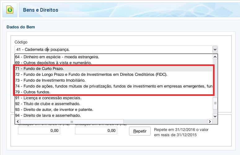 Fundos de Investimento SALDO EM FUNDOS DE INVESTIMENTO Um dos primeiros passos para declarar fundos de investimento no Imposto de Renda é incluir na aba Bens e Direitos o saldo que você tem aplicado