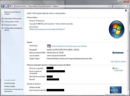 Sistema Operacional: Windows 7 64 bits Figura1 Aqui verificamos que o