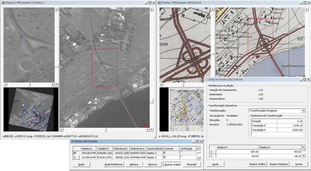 Figura 2: exemplo de análise geométrica no Marlin utilizando pontos de controle medidos em campo.