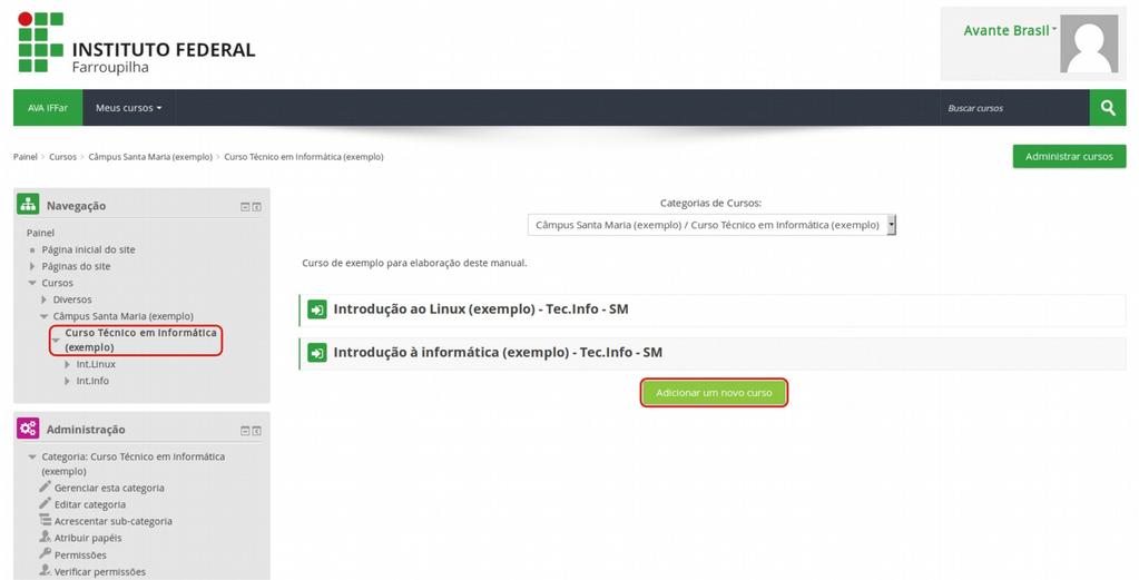 TUTORIAL PARA CRIAÇÃO DA DISCIPLINA INFORMAÇÕES GERAIS DO CURSO Este espaço no Ambiente Virtual de Aprendizagem (AVA) tem por objetivo principal criar um canal de comunicação do Campus com os seus