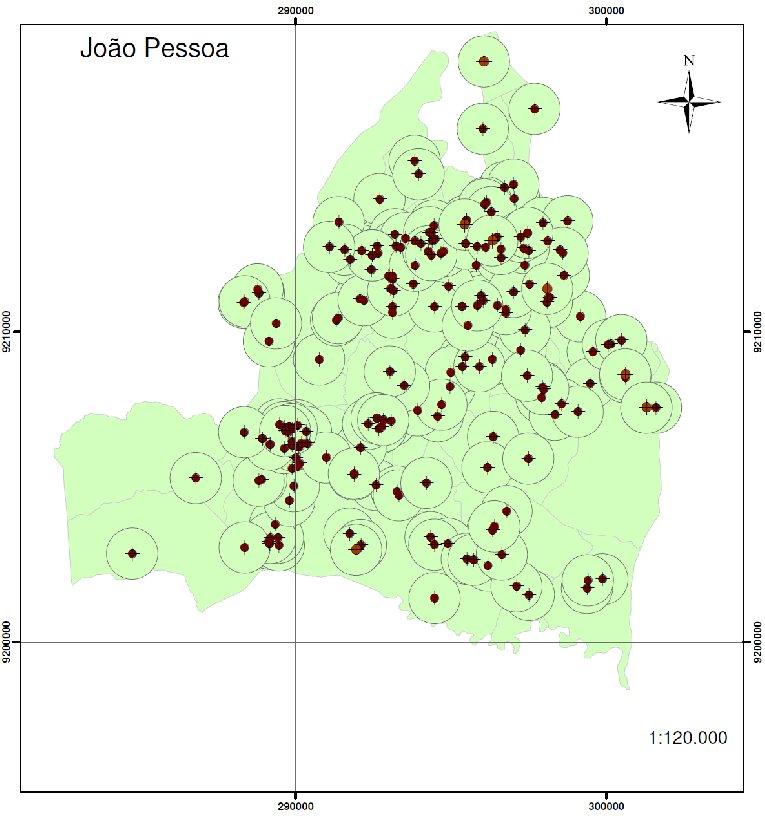 6.2 - Cenário 2 (a) (b) Figura 6 Áreas de Influência dos poços com tempo de bombeamento de 8 horas (a) captação do aquífero Barreiras, muito pequena, imperceptível na escala do mapa; (b) captação do