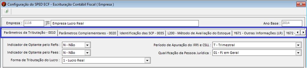 Ao acessar o item de configuração, o ideal é o usuário analisar todas as abas e efetuar o preenchimento