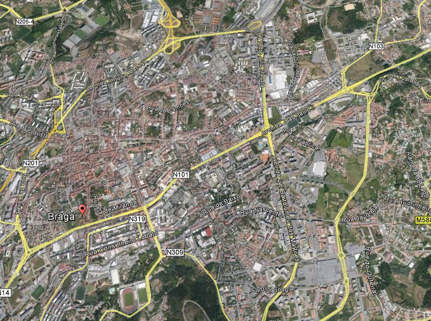 MAPA DA CIDADE DE BRAGA NORTE LEGENDA 1 Pista 2 Universidade do Minho 3 Regimento de Cavalaria 6 4 Centro da Cidade (Avenida