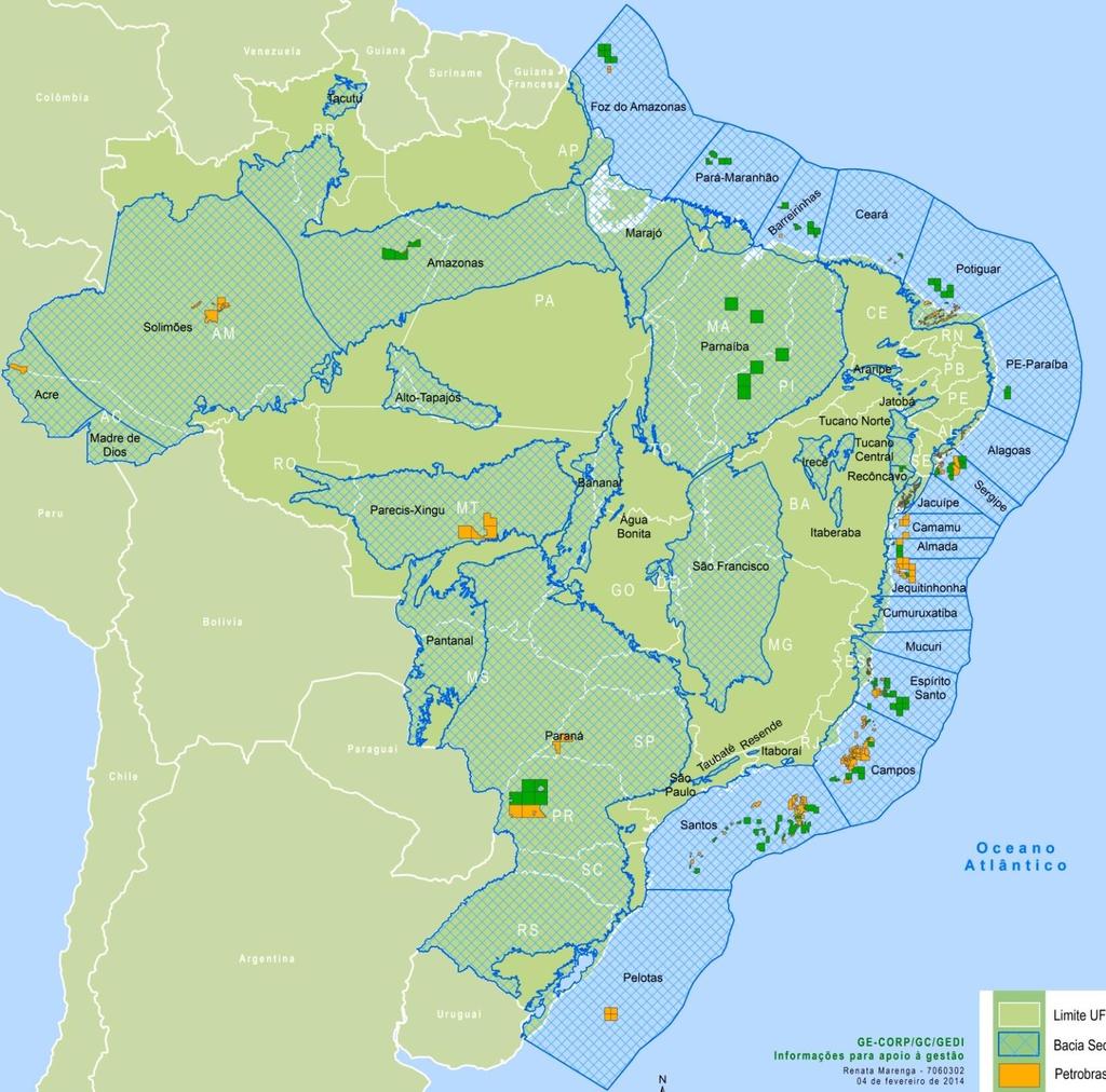 Sucesso Exploratório e Aumento das Reservas 46 descobertas nos últimos 14 meses (jan/13 a fev/14), das quais 24 marítimas sendo 14 no Pré-Sal.