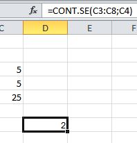 C3 até C8 (intervalo). Nesse caso temos o resultado 2. Cont.