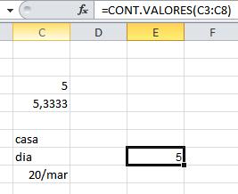 O Excel entende data como número. Cont.valores Conta o número de células que não estão vazias em um intervalo. =CONT.