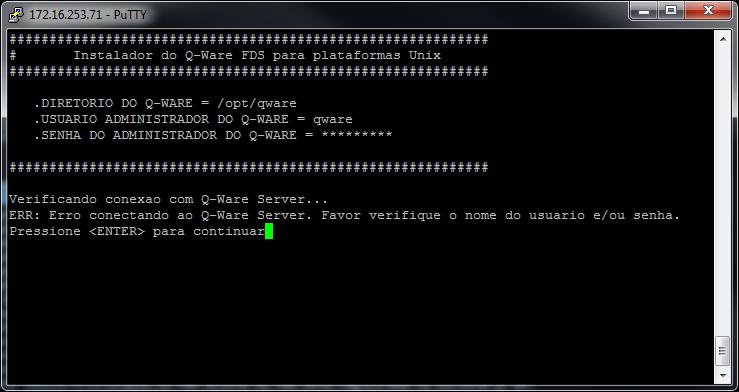 Digite o nome de qualquer usuário que possua direitos de administrador no servidor Q-Ware.