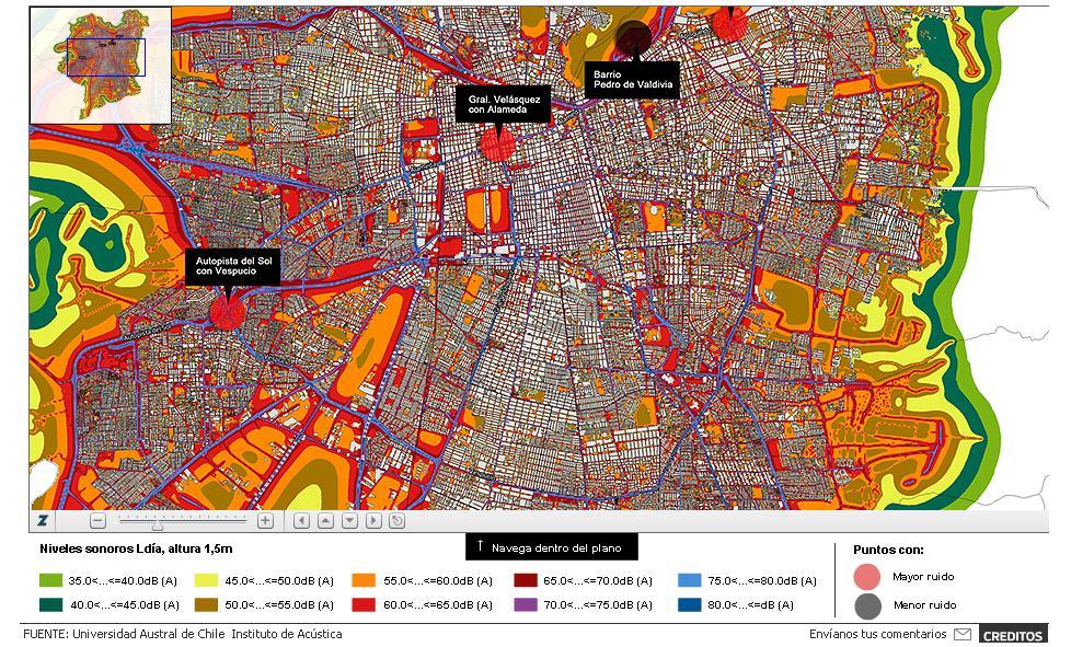 Mapa estratégico de ruído Simulação da exposição a ruídos ao