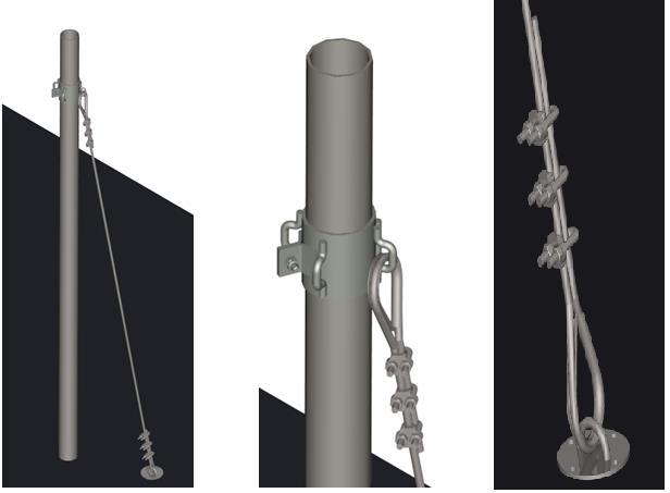 6- MONTAGEM COM ESTAIAMENTO Para aumentar a resistência de cargas horizontais, a linha de vida pode ser estaiada entre a luva superior e a laje.