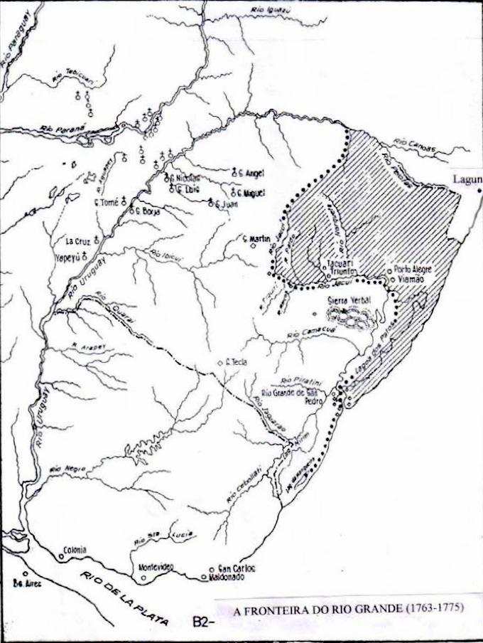 Mapa 1 Campos de Viamão Fonte: Fábio Kuhn, Gente da fronteira: família, sociedade e poder no sul da América Portuguesa - século XVIII. (Tese de Doutorado, Universidade Federal Fluminense, 2006), p.