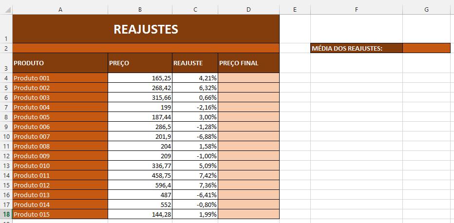 01 Nossa próxima planilha é a 02 Reajustes.