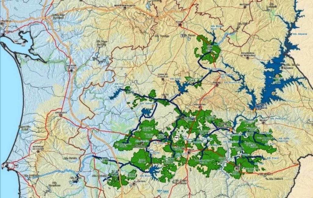 2. Caracterização da área de influência do projeto Alqueva O Alentejo, no Sul de Portugal, corresponde a cerca de 1/3 do território de Portugal Continental.