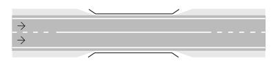 MARCAS LONGITUDINAIS LINHAS DE DIVISÃO DE FLUXOS DE MESMO SENTIDO (LMS) Na aproximação de interseções: 15 L 30 m (a partir da linha de