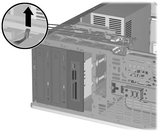 Alterar de configuração mini-torre para configuração de secretária 1. Remova/solte quaisquer dispositivos de segurança que impeçam a abertura do computador. 2.