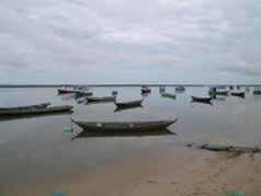 Imagem 3 (esq.): Canoas e barcos de diferentes tipos e porto de desembarque de pescado no rio Tapajós. Por Ronaldo Barthem, 2011. Imagem 4 (dir.