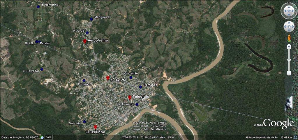 realizadas seis coletas para cada reservatório, totalizando ao final do estudo, 24 amostras. FIGURA 1. Localização geográfica do município de Cruzeiro do Sul, Acre.