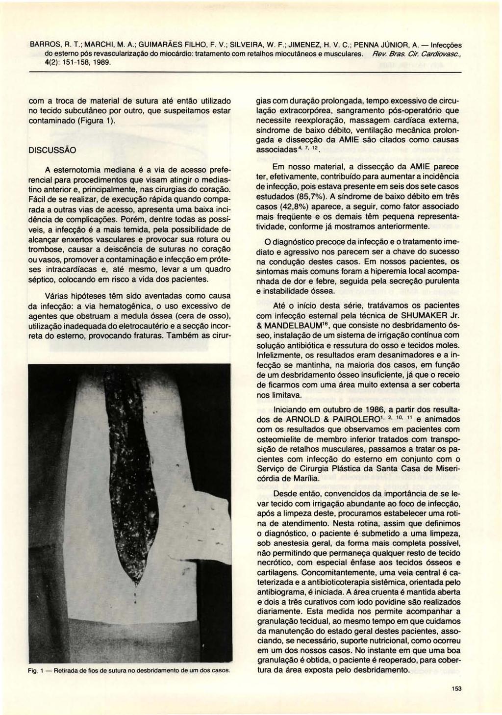 BARROS, R. T. ; MARCHI, M. A.; GUIMARÃES FILHO, F. V.; SILVEIRA, W. F. ; JIMENEZ, H. V. C. ; PENNA JÚNIOR, A. -Infecções 4(2) : 151-158, 1989.