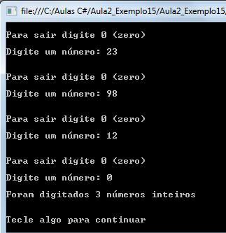 Exemplo 15 Contagem do número de elementos de um conjunto A variável n serviu para armazenar o número digitado pelo usuário.