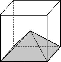 8 O volume do cubo da figura é 64 cm³. O ponto V é o ponto de encontro das diagonais do cubo. Qual é o volume da pirâmide de vértice V?