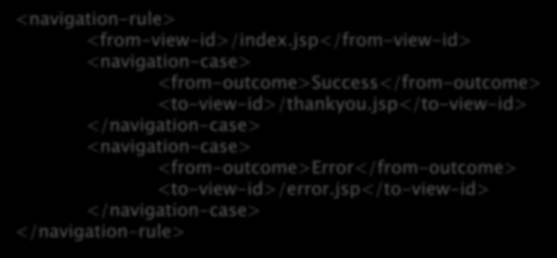 Configuração de navegação similar ao Struts <navigation-rule> <from-view-id>/index.