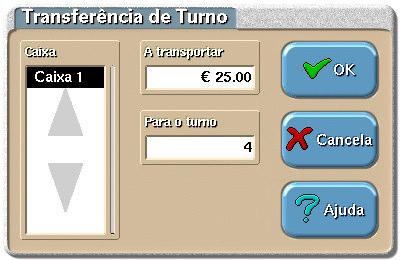 Ficheiros 7.6.2. Turno Com esta opção, podemos fechar as contas da caixa até ao momento da transferência e começar de novo.