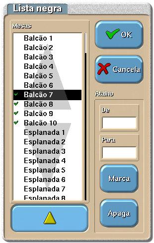 Discoteca ou Bar um determinado cartão for dado como perdido, então este deve entrar imediatamente para a lista negra. A exclusão de mesas pode ser efectuada individualmente ou por grupos.