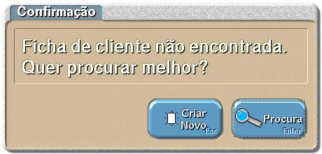 Após aparecer ou ser introduzido manualmente o número telefónico do cliente se o mesmo não existir na base de dados irá aparecer a seguinte janela: Se o cliente existir na base de dados mas estiver a