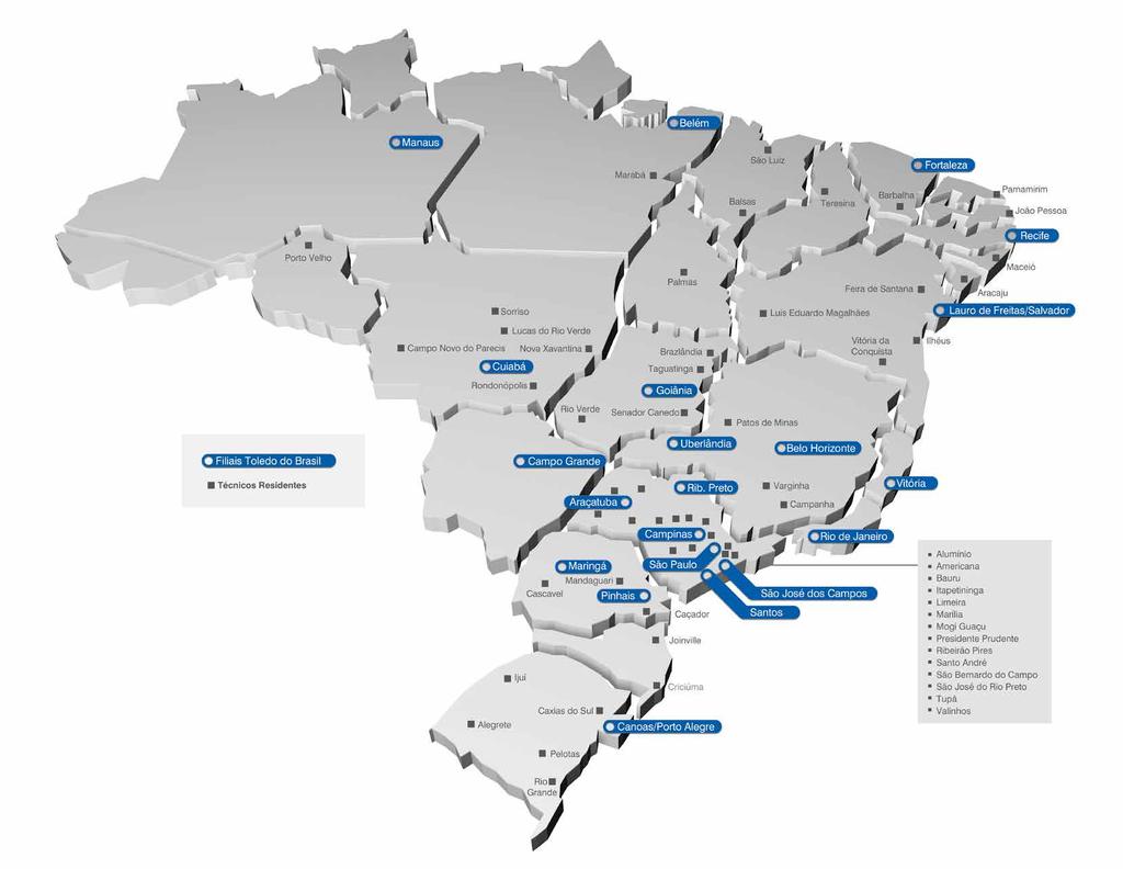 A empresa Prix é uma marca registrada da Toledo do Brasil Indústria de Balanças Ltda. Vendas e assistência técnica próprias em todo o Brasil Araçatuba, SP...(18) 3303-7000 Belém, PA.
