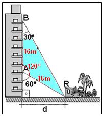 O triângulo ABR é isósceles, com ângulos de 10º, 0º e 0º Logo, AR = 1m Aplicndo rzão do seno, temos: sen0º sen0º d 1 d 1 1 d 8 m 7 A ltur é o cteto oposto o ângulo de inclinção d escd e est represent