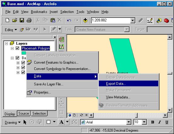 Para salvar esse arquivo como shapefile definitivo, clique com o botão direito do mouse sobre