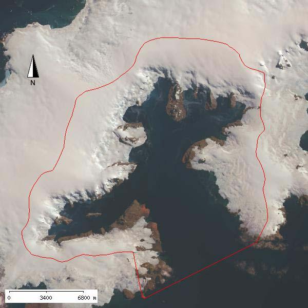 22 Figura 2.7 Mosaico de imagens satelitais da baía do Almirantado, obtidas pelo satélite SPOT em 1994, 1995 e 2000. UTM, Fuso 21, WGS84. A linha contínua demarca a AAEG baía do Almirantado.