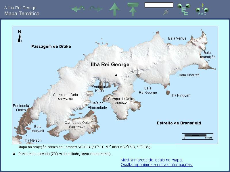 Permite ao usuário visualizar algumas informações sobre a ilha, como topônimos e a localização do ponto mais