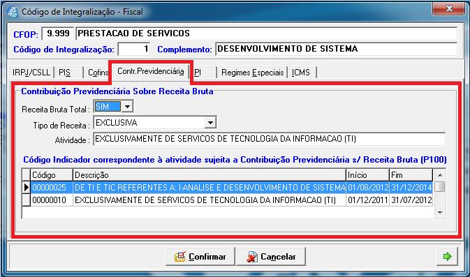 3.3. Código de Integralização No código de integralização, a parametrização deve ser realizada com muita cautela, cada campo da aba Contr.