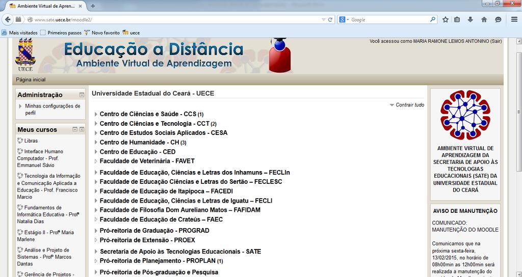 35 3 METODOLOGIA Essa pesquisa investiga a usabilidade da interface do Ambiente Virtual de Aprendizagem Moodle, utilizado pelos alunos do curso de Licenciatura em Informática na modalidade à